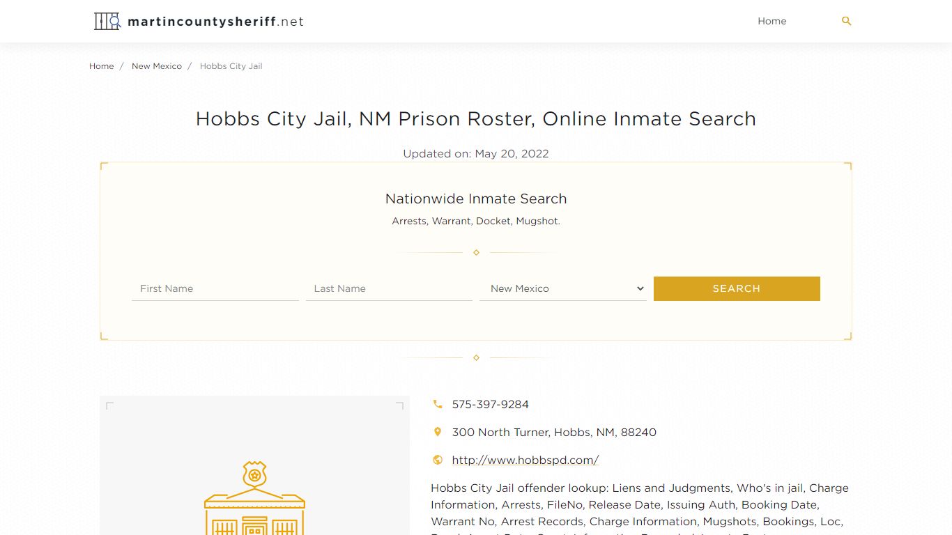 Hobbs City Jail, NM Prison Roster, Online Inmate Search ...